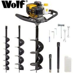 Wolf 52cc Petrol Earth Auger With 2 Extensions
