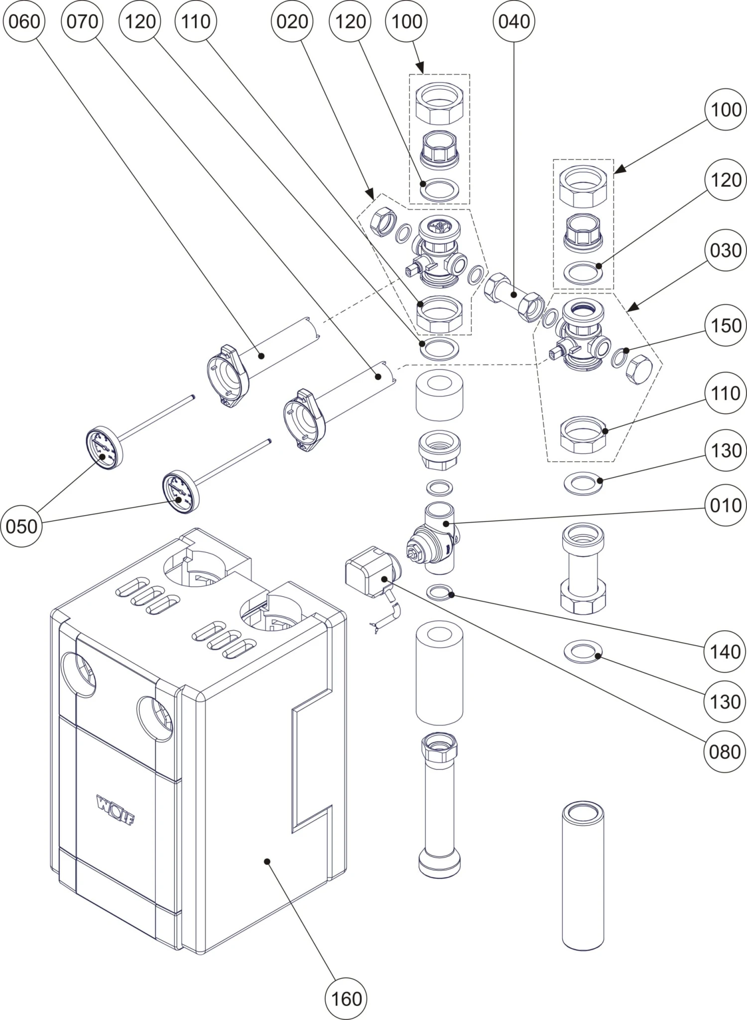 Wolf Piping Group 2072195 For All Gas Condensing Boiler Without Hydraulic Switch, Heating Circuit Gas Condensing Boiler 2 Wolf Piping Group 2072195 For All Gas Condensing Boiler Without Hydraulic Switch, Heating Circuit Gas Condensing Boiler - Image 2