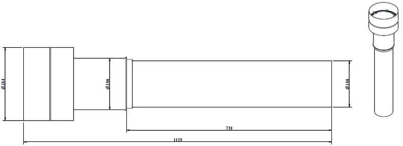 Wolf CWL Excellent Roof Duct 2575802 DN 160, 1159mm, Thermally Insulated, Black 2 Wolf CWL Excellent Roof Duct 2575802 DN 160, 1159mm, Thermally Insulated, Black - Image 2