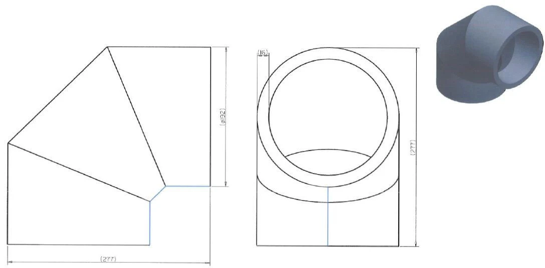 Wolf ISO Elbow 2577363 90 Degrees, DN 160 2 Wolf ISO Elbow 2577363 90 Degrees, DN 160 - Image 2