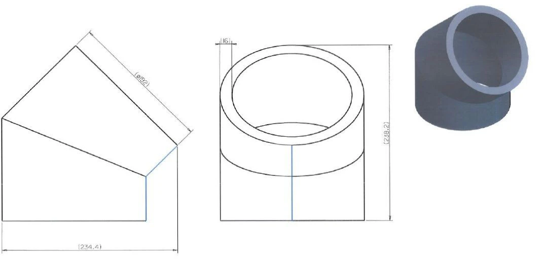 Wolf CWL Excellent ISO Elbow 2577364 45 Degrees, DN 160 2 Wolf CWL Excellent ISO Elbow 2577364 45 Degrees, DN 160 - Image 2