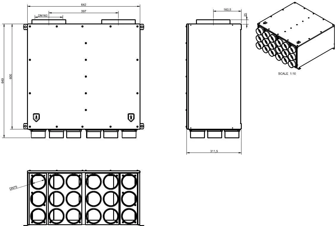 Wolf Cwl Air Distributor 2577607 DN 160, 2 X 9 Supports DN 75, With 5 Pipe Caps 2 Wolf Cwl Air Distributor 2577607 DN 160, 2 X 9 Supports DN 75, With 5 Pipe Caps - Image 2